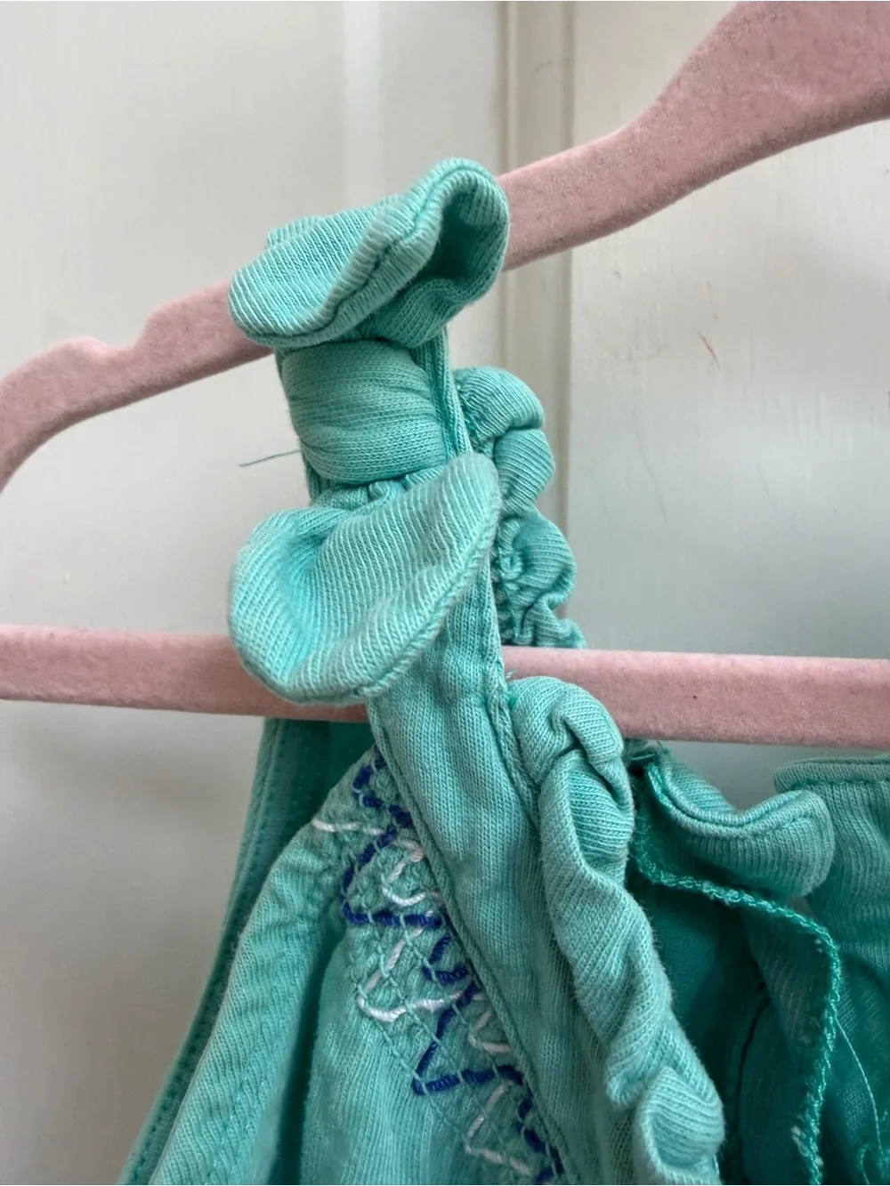 Gymboree Girls 4 Teal Green Ruffled Tank Dress with Embroidered Waist